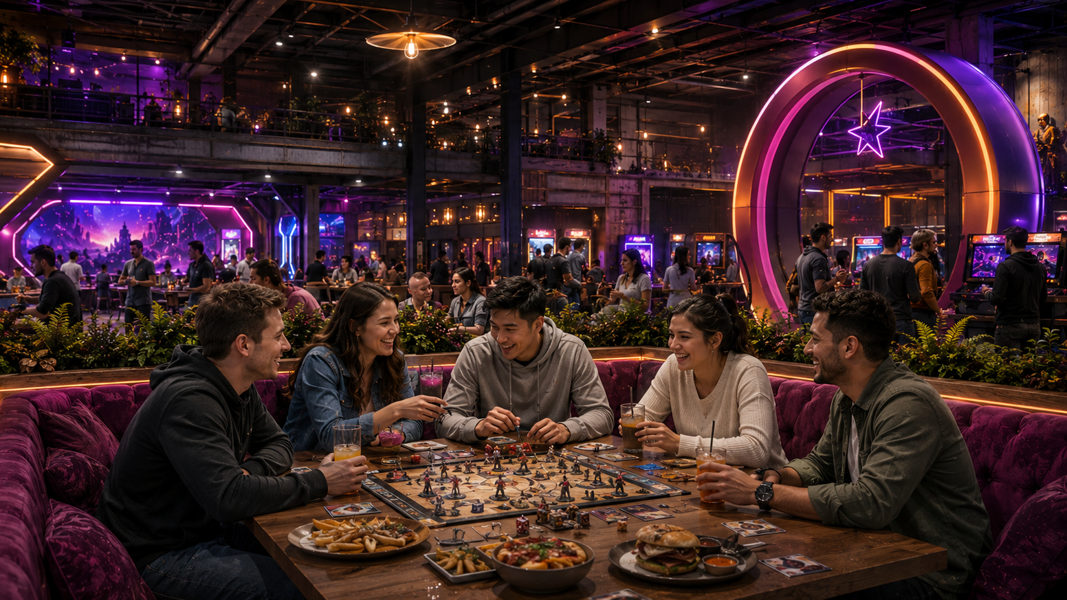 Food court and social gaming area