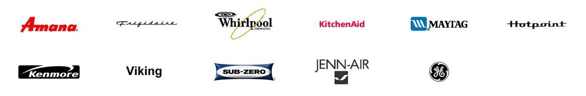 Amana, Frigidaire, Whirlpool, KitchenAid, Maytag, Hotpoint, Kenmore, Viking, Sub-Zero, Jenn-Air and GE