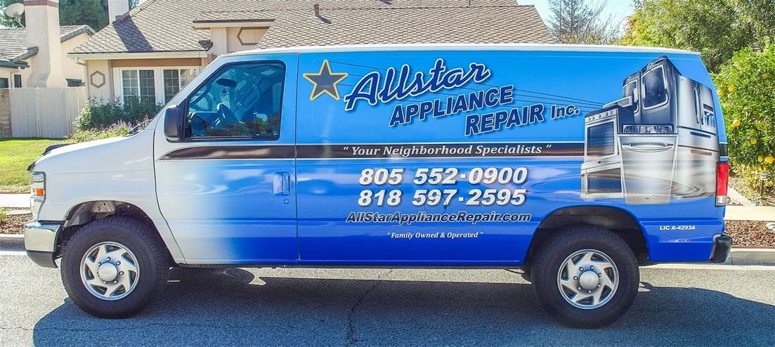 Allstar Appliance Repair van parked in a Conejo Valley driveway