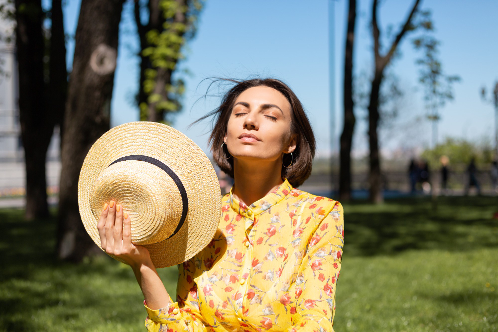 Image of lady soaking in sunlight