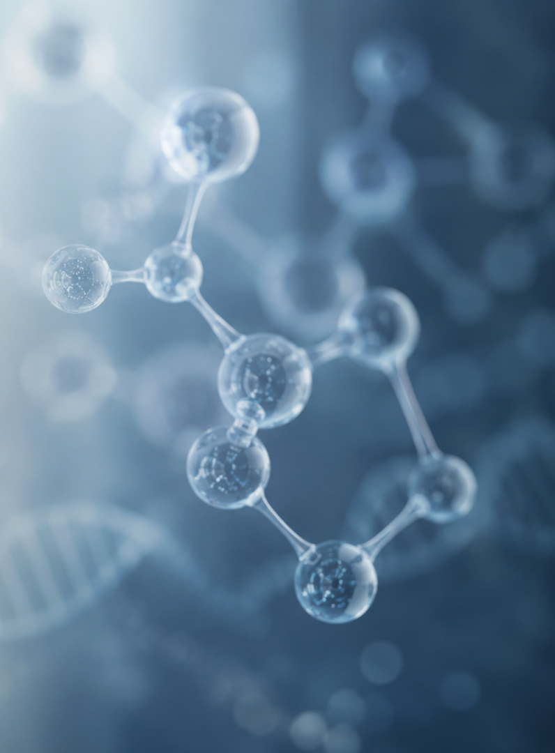 Close-up illustration of a peptide molecule structure